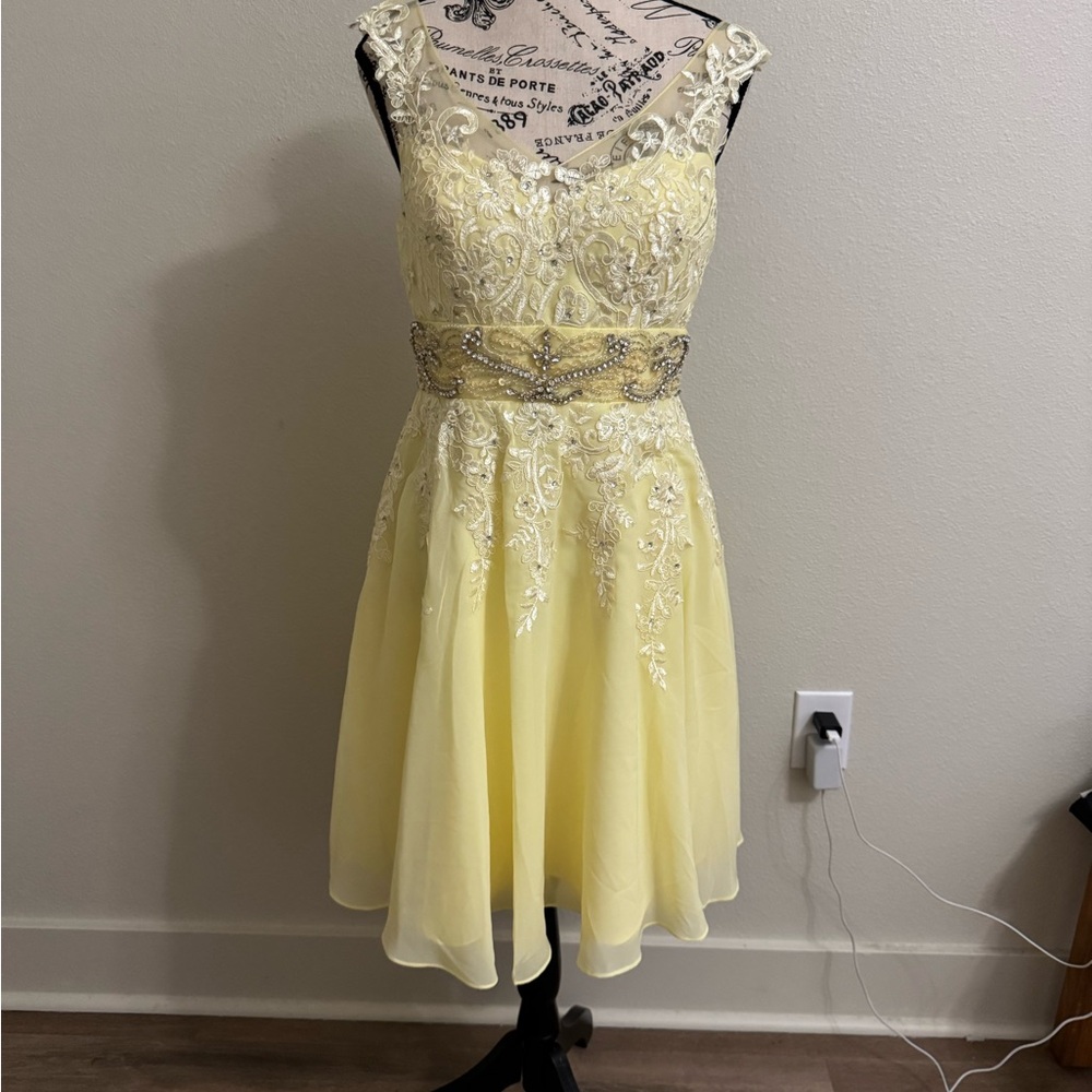 Elegant Yellow Lace Dress
